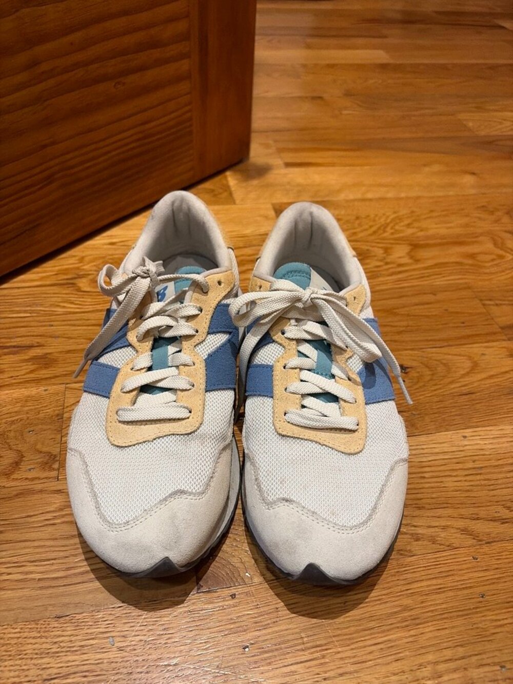 New Balance 237 Cream Blue Yellow Teal Suede Retro Sneakers, Women's 8.5